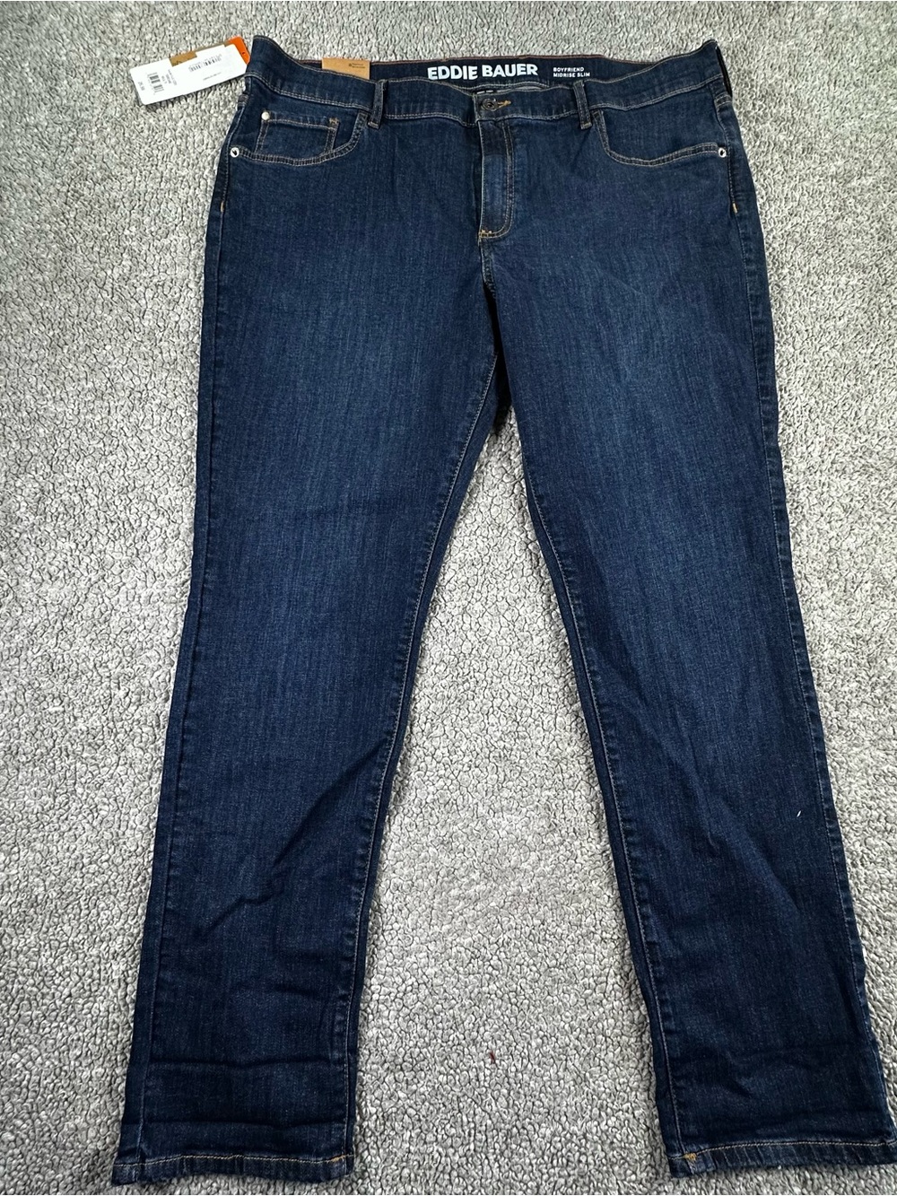 Eddie Bauer Women's Boyfriend Jeans Size 16 Mid-Rise Slim Dark Wash Denim New